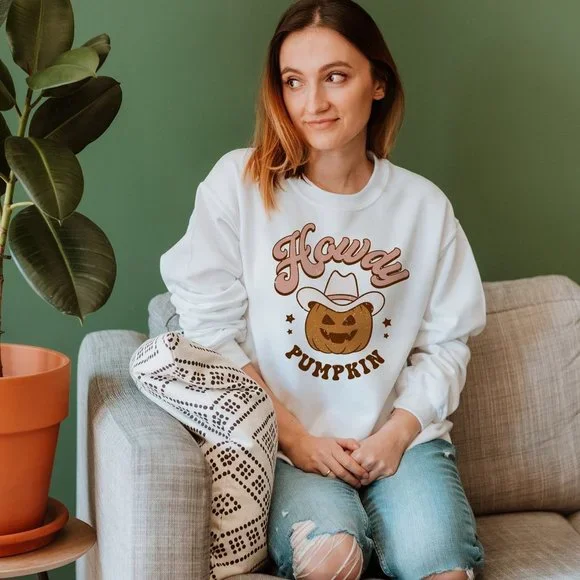 Howdy Pumpkin Halloween Western Sweatshirt - Picture 3 of 6